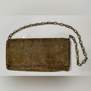 Vintage Christiana gold beaded evening bag